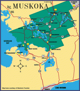 muskoka map ontario canada bracebridge lake where toronto huntsville district maps vernon summer hour drive north two board mystery information